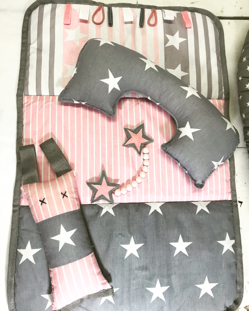 Lielies Tummy Time Play Mat in Pink and Grey Lielies Sensory Play Mat - Small