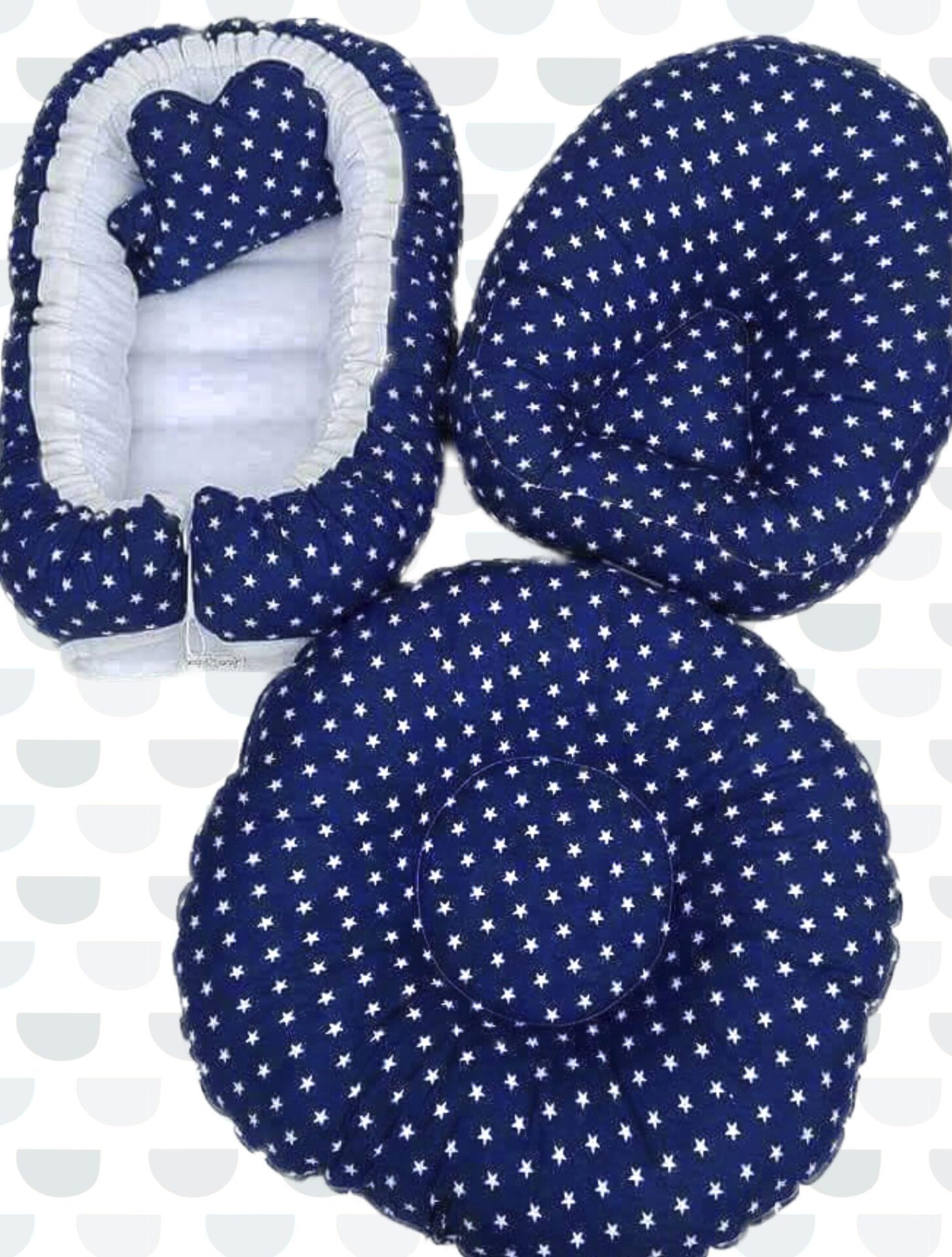 Lielies Newborn Combo Navy Stars Web Lielies Newborn Combo | Sleep Pod, SelfHelp Chair & Doughnut | *Made to Order
