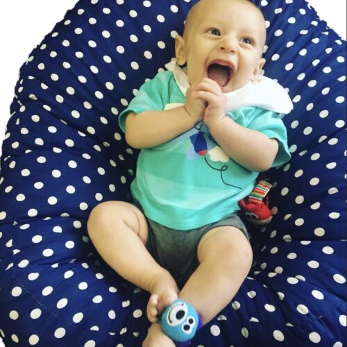 Lielies SelfHelp Chair | Navy Blue Polka | Made to Order